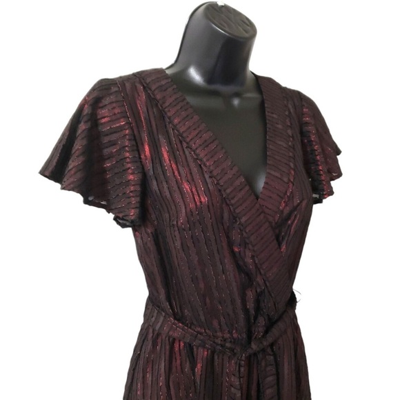 Modcloth Your Time to Shine Metallic Red Black Maxi Dress Size XL floral short - Picture 3 of 7